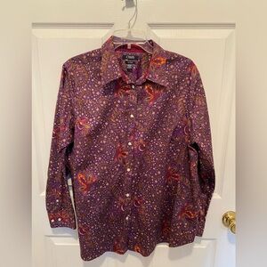 Chaps Women's Purple and Orange Button Down Shirt